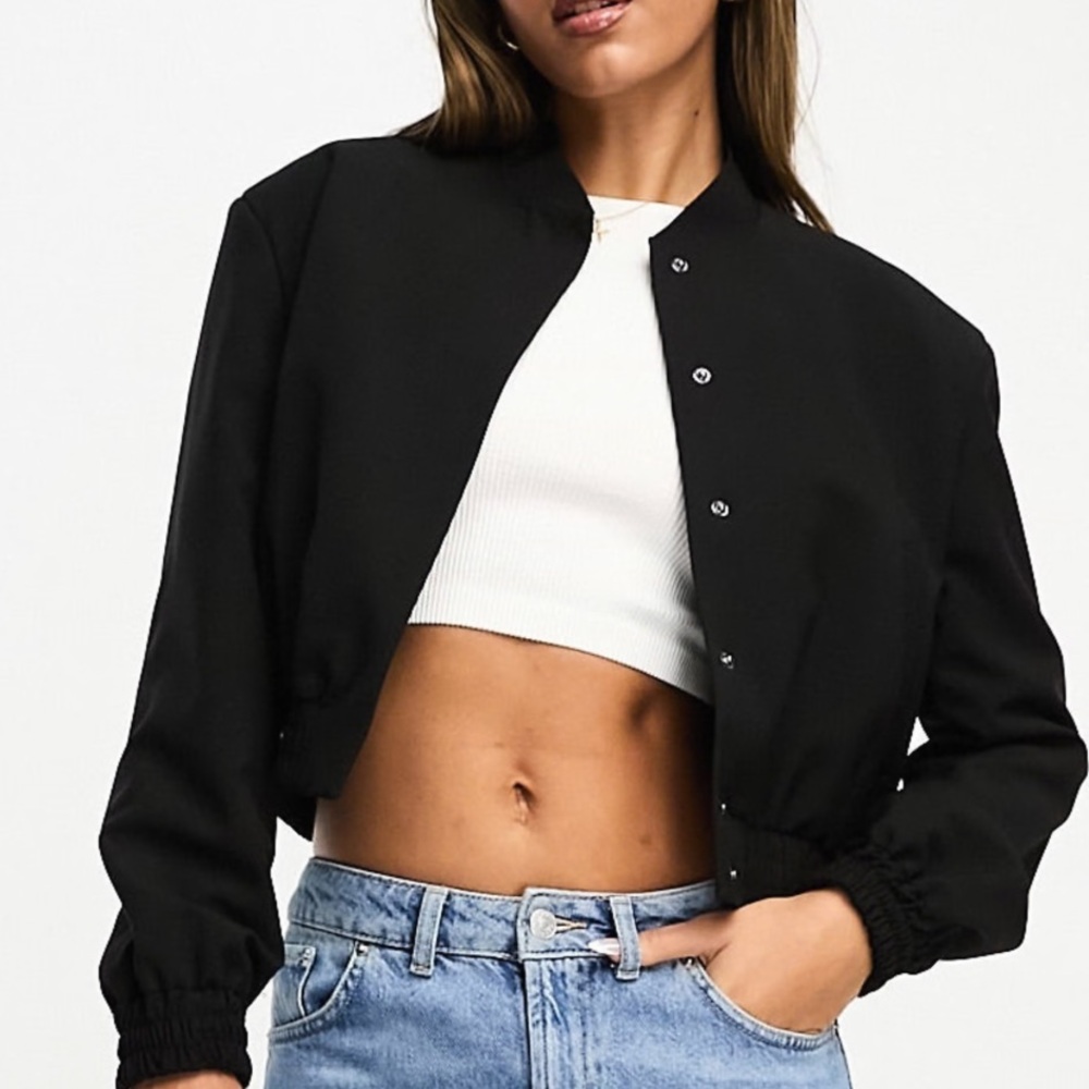 ASOS Black Cropped Bomber Jacket